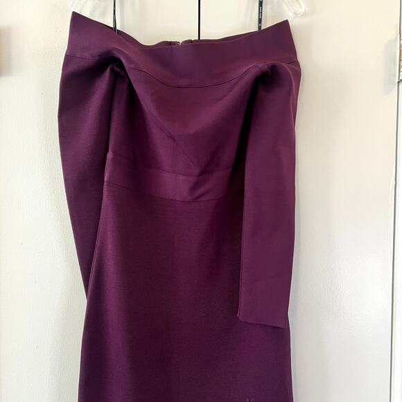 Herve Leger Purple Long Sleeve Off Shoulder Bandage Gown Dress Size M - Picture 3 of 9